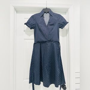 BCBG MaxAzria Navy Blue Polkadot Dress